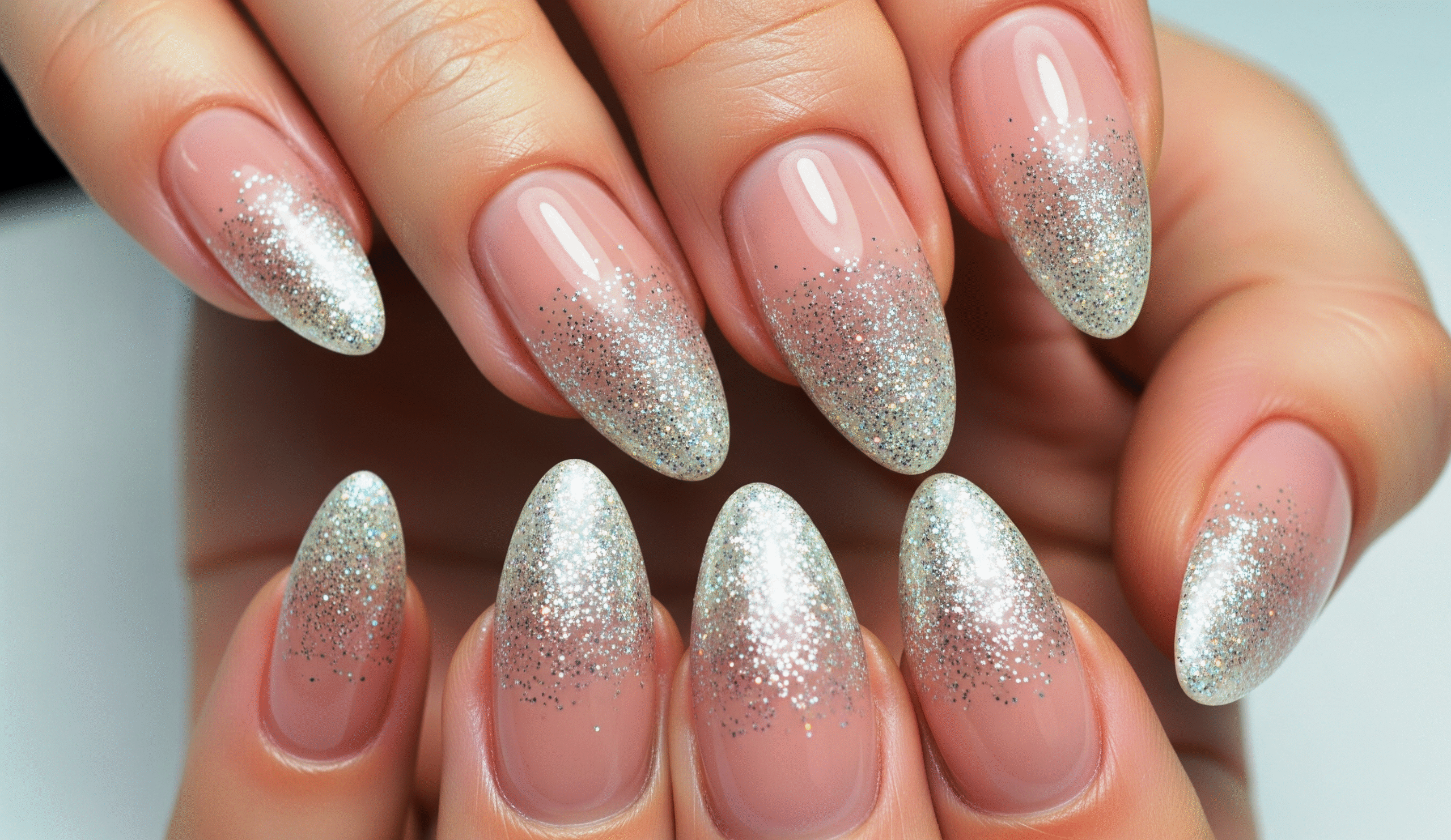 sunset ombre almond nails