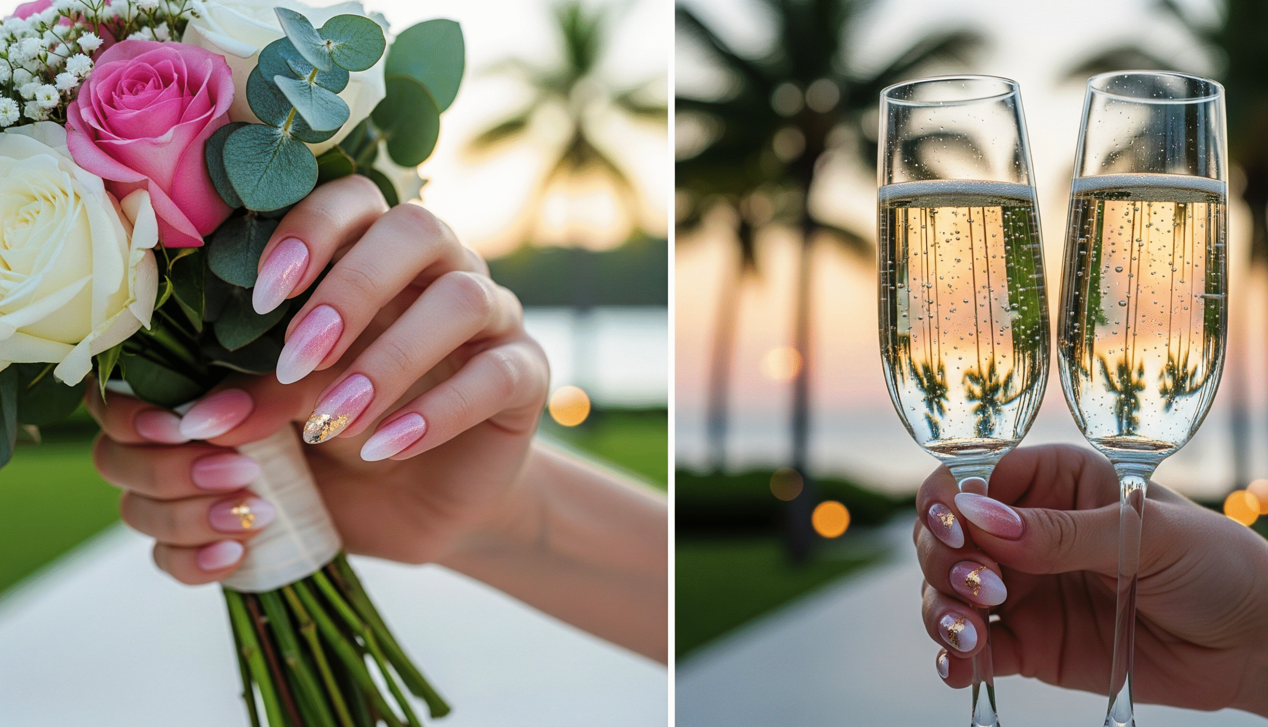 sunset ombre almond nails