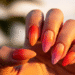 sunset ombre almond nails