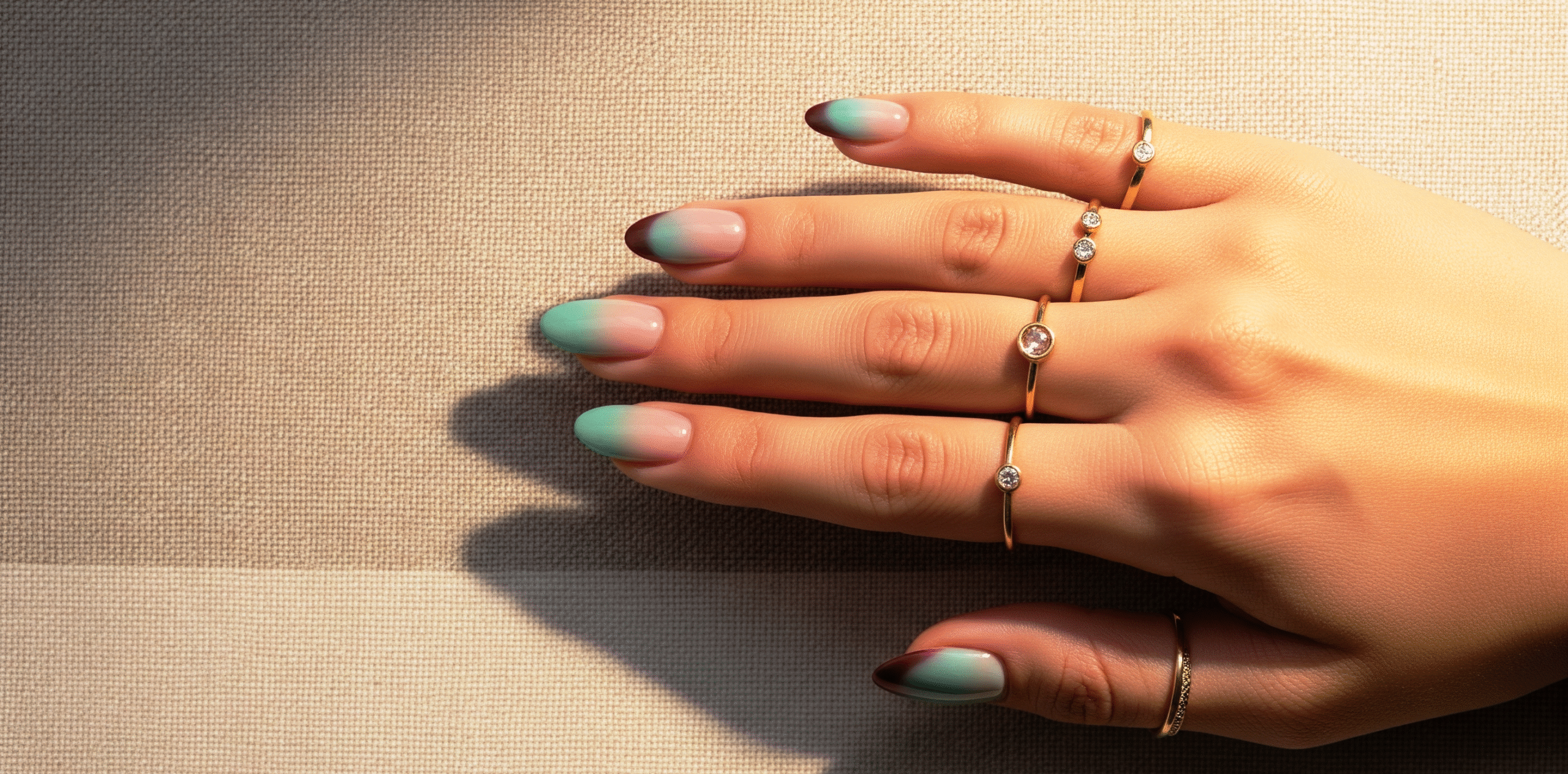 matte teal and burgundy nail design