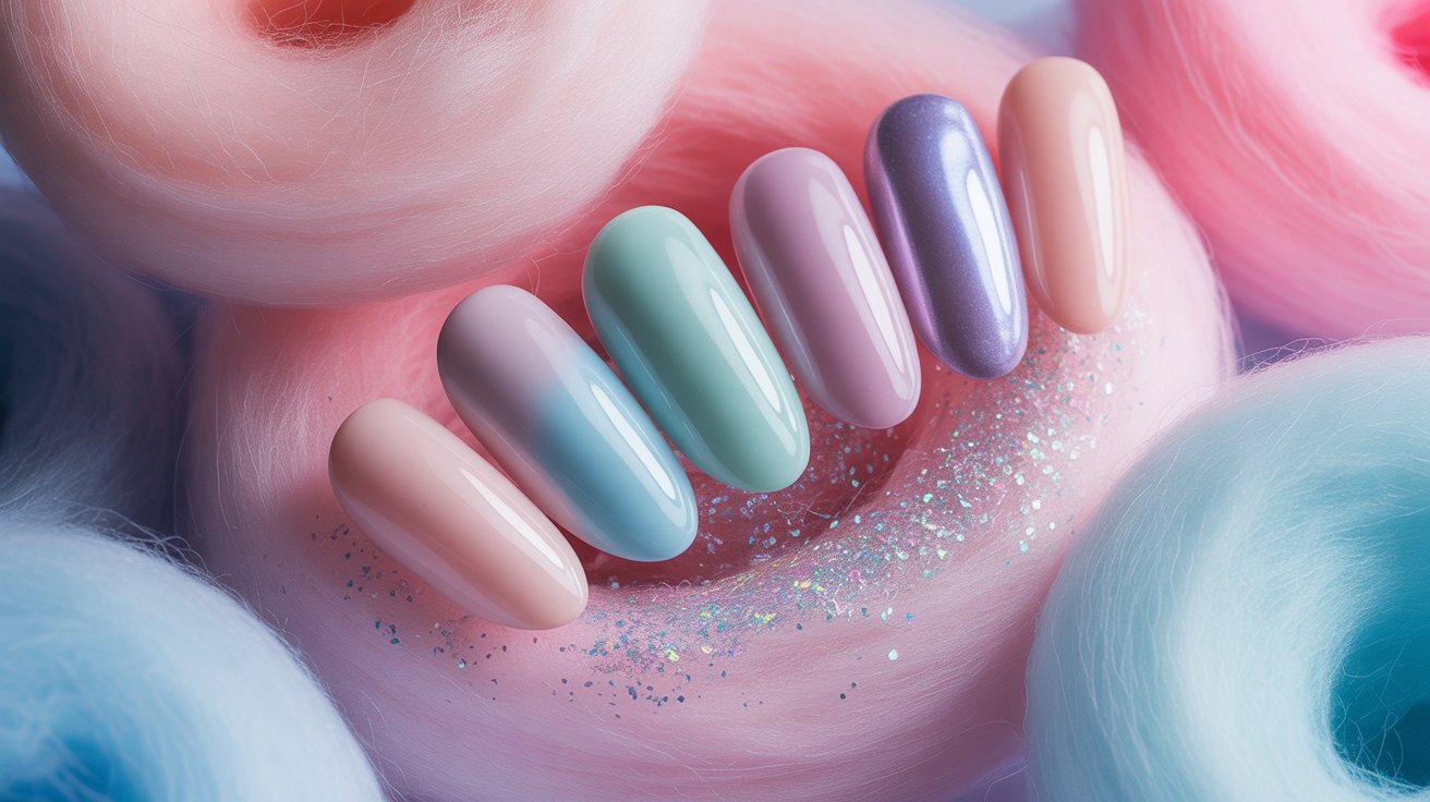 cotton candy chrome nails