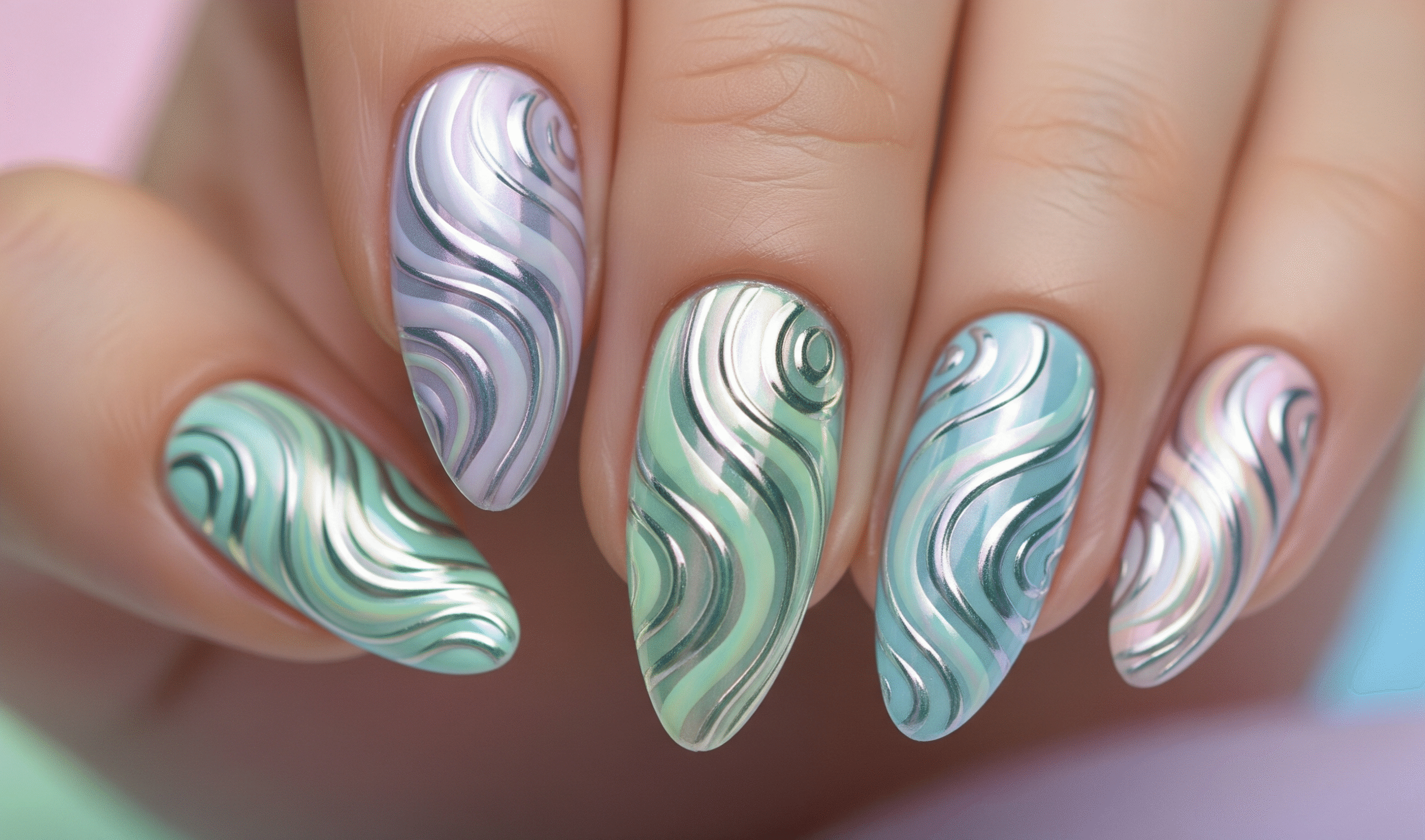 Pastel Chrome Swirls