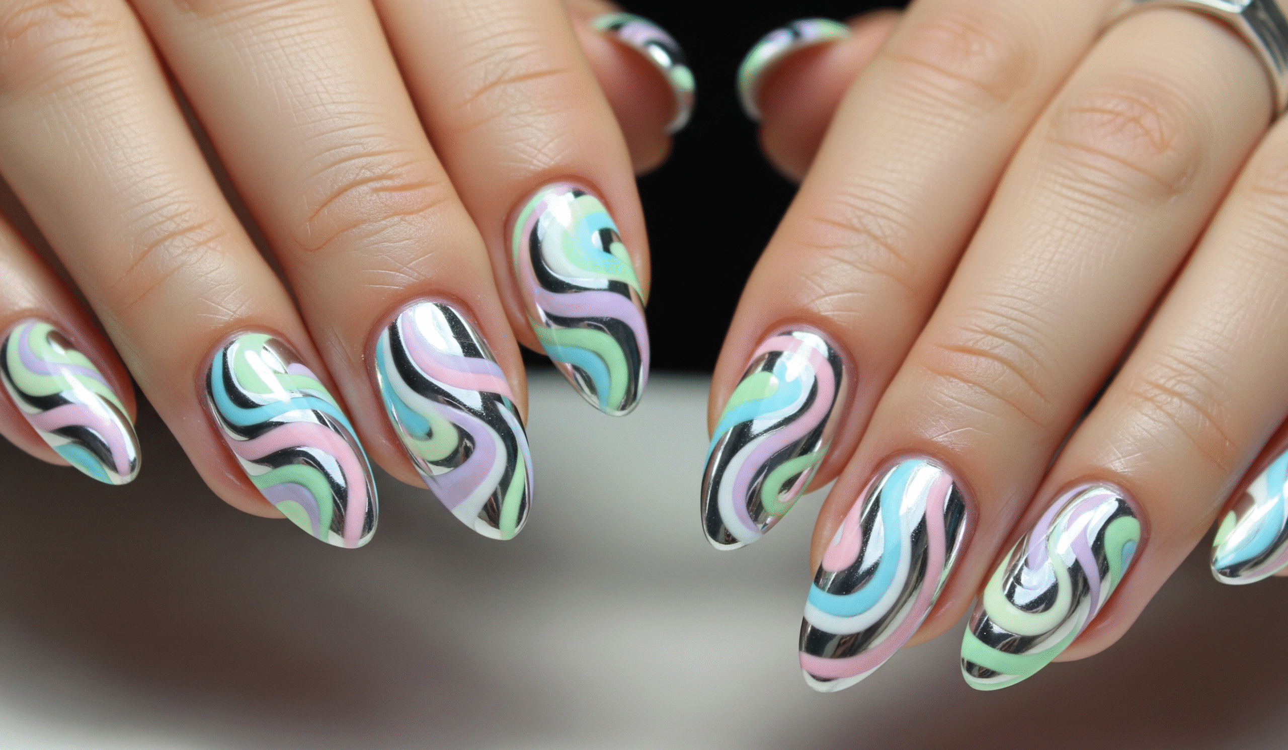 Pastel Chrome Swirls