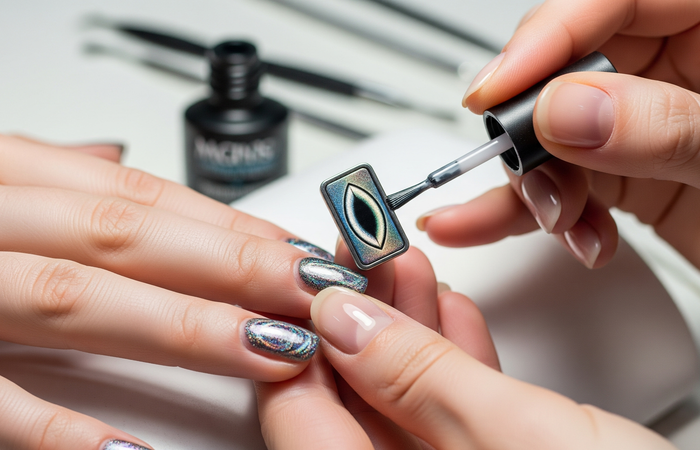 French Cat Eye Nails
