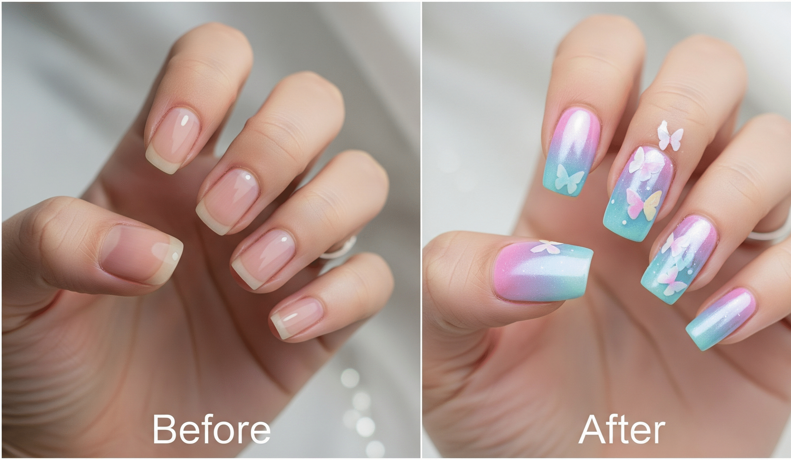 Cotton Candy Ombre Chrome Nails