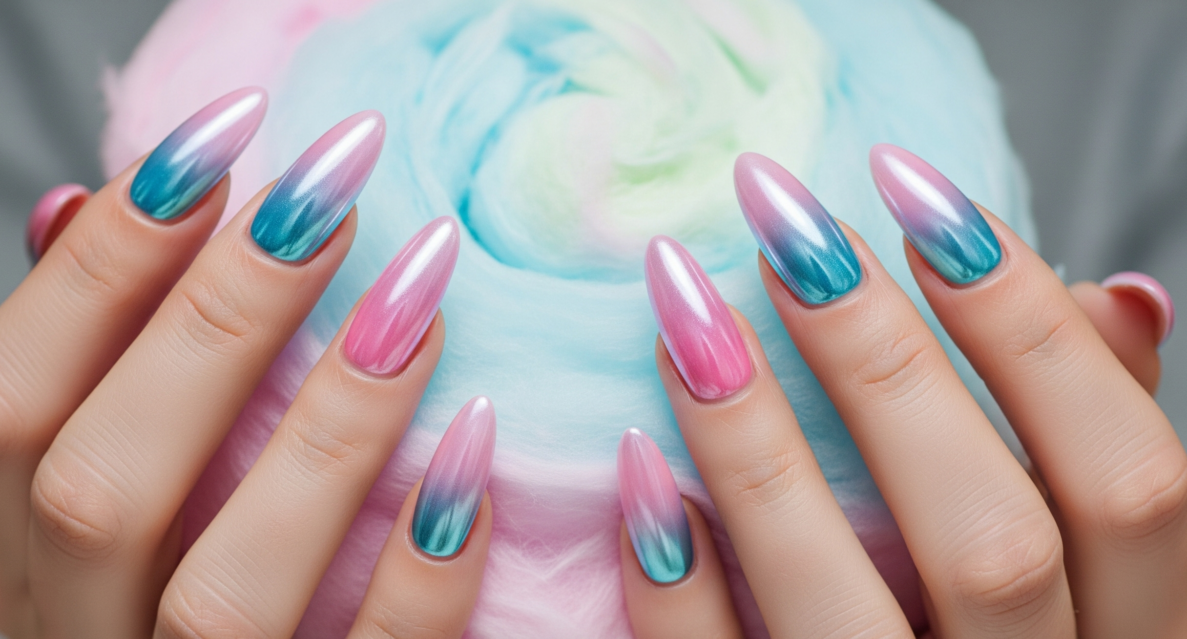 Cotton Candy Ombre Chrome Nails