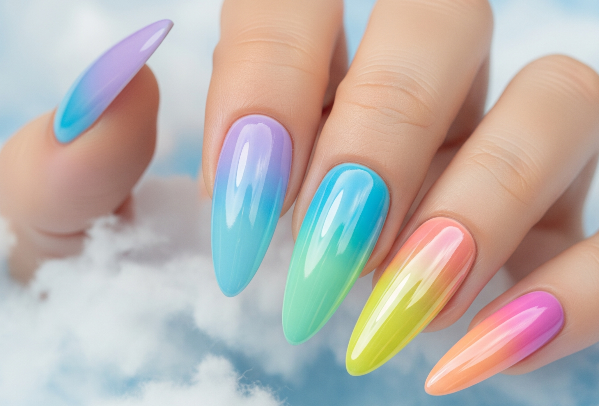 Cotton Candy Ombre Chrome Nails