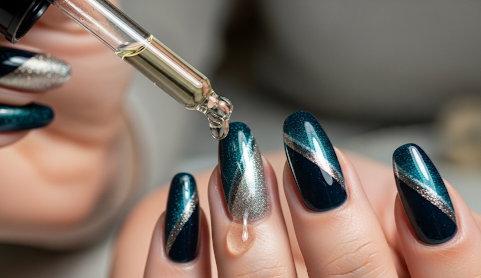Diagonal Cat Eye Nails