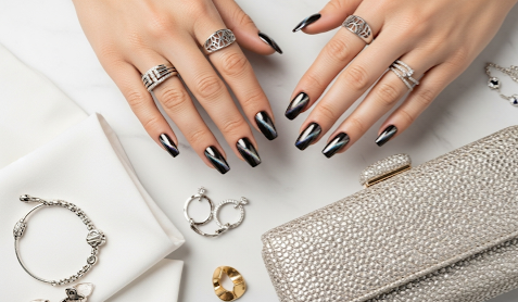 Diagonal Cat Eye Nails