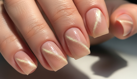 Diagonal Cat Eye Nails