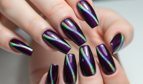 Diagonal Cat Eye Nails