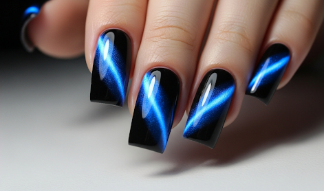 Diagonal Cat Eye Nails