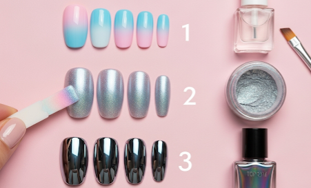 Cotton Candy Ombre Chrome Nails
