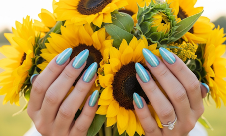 Baby Blue Cat Eye Nails