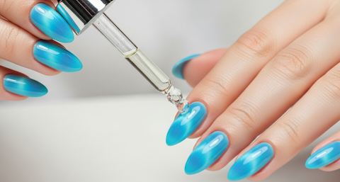Baby Blue Cat Eye Nails