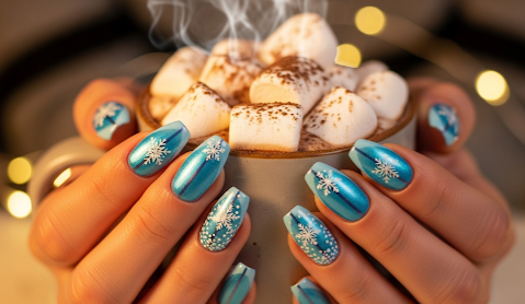 Baby Blue Cat Eye Nails