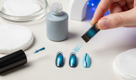 Baby Blue Cat Eye Nails